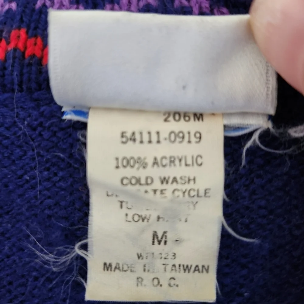 Vintage Levi Strauss Co Womens‎ Sweater Geometric Rainbow Collar Size M - Picture 6 of 7